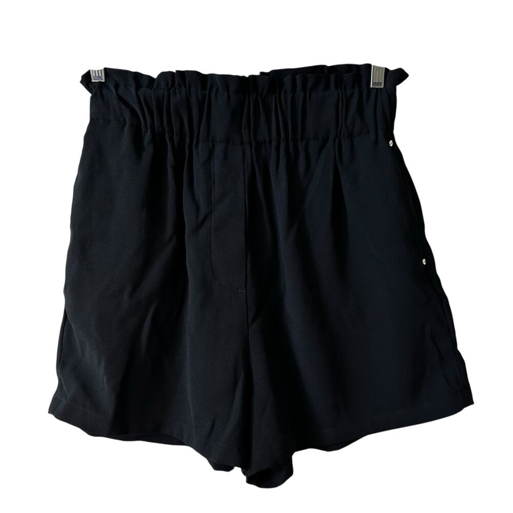 H&M Womens High Rise Paper Bag Shorts Black 6 Studded Summer Minimalist Preppy